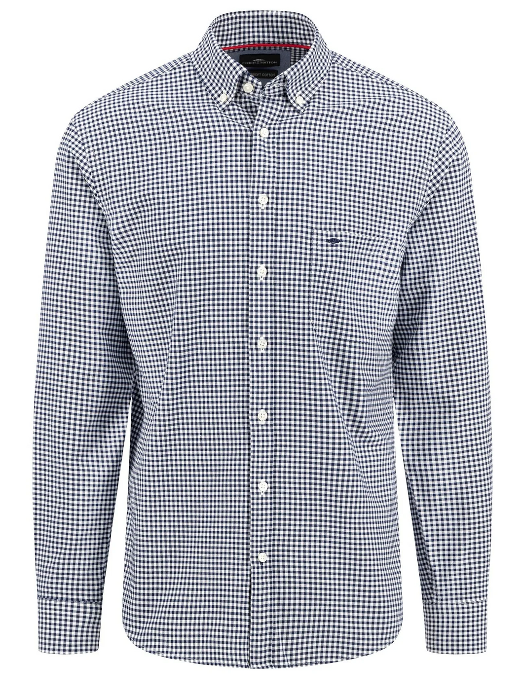 FYNCH HATTON Classic Vichy Shirt - Men's Soft Cotton – Navy Gingham Check