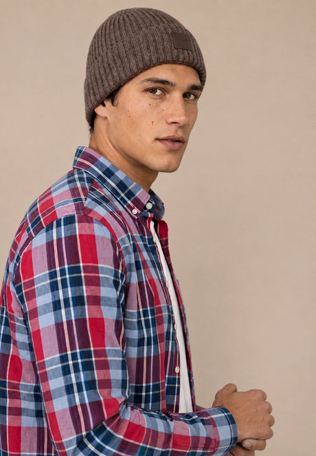FYNCH HATTON Colourful Check Shirt - Men's Cotton Button-Down – Grape - view 4