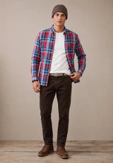 FYNCH HATTON Colourful Check Shirt - Men's Cotton Button-Down – Grape - view 3