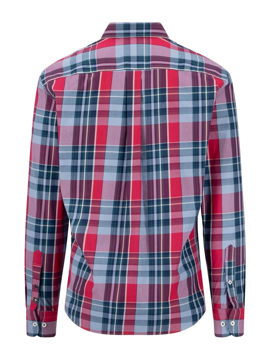 FYNCH HATTON Colourful Check Shirt - Men's Cotton Button-Down – Grape - view 5