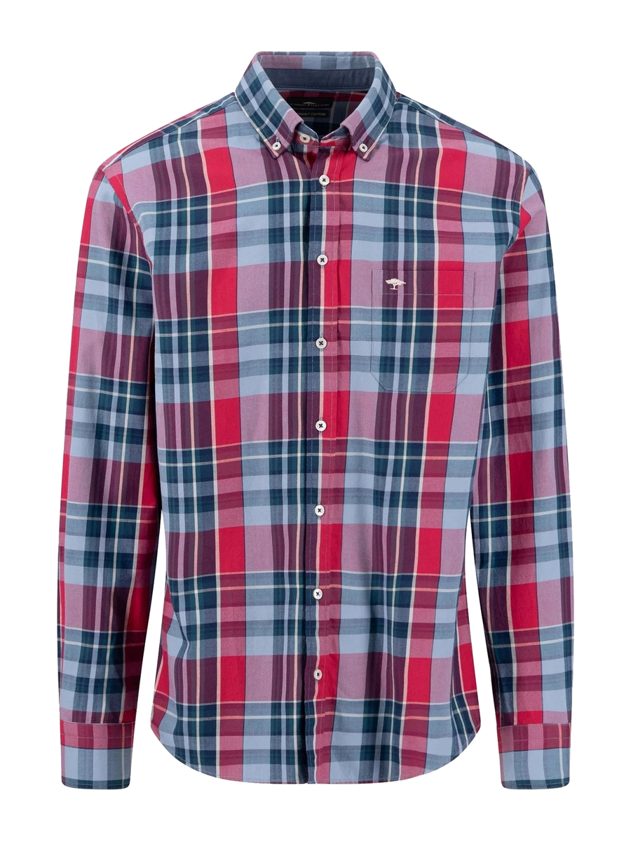 FYNCH HATTON Colourful Check Shirt - Men's Cotton Button-Down – Grape
