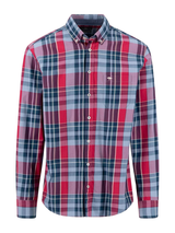 FYNCH HATTON Colourful Check Shirt - Men's Cotton Button-Down – Grape