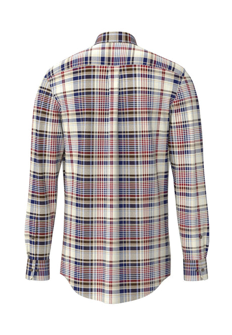 FYNCH HATTON Cotton Flannel Check Shirt – Men's Button-Down – Garnet Red