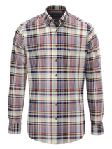 FYNCH HATTON Cotton Flannel Check Shirt – Men's Button-Down – Garnet Red