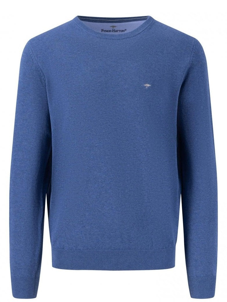 FYNCH HATTON Crew Neck Sweater - Men's Fine Knit – Azure