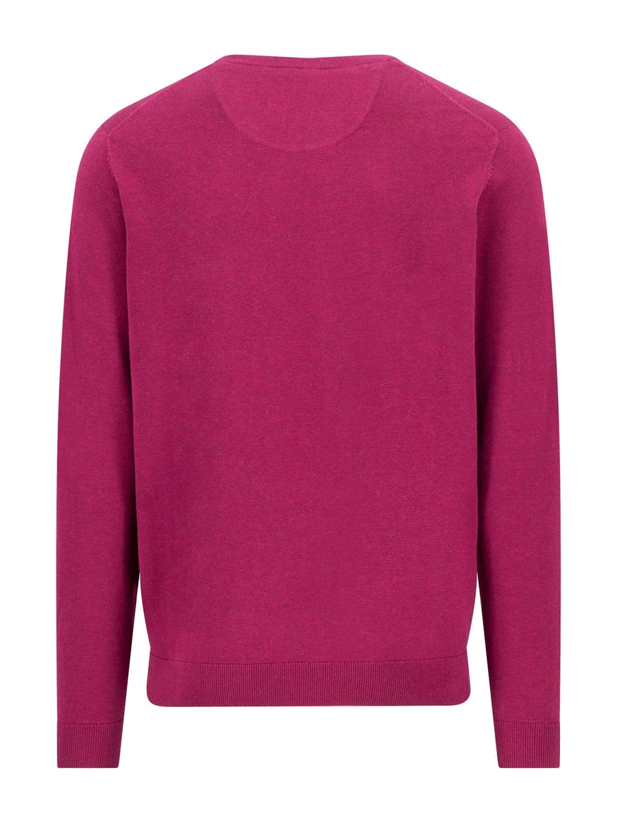 FYNCH HATTON Crew Neck Sweater - Men's Fine Knit Cotton – Grape - view 2