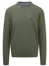 Load image into Gallery viewer, FYNCH HATTON Crew Neck Sweater - Men&#39;s Fine Knit – Dusty Olive
