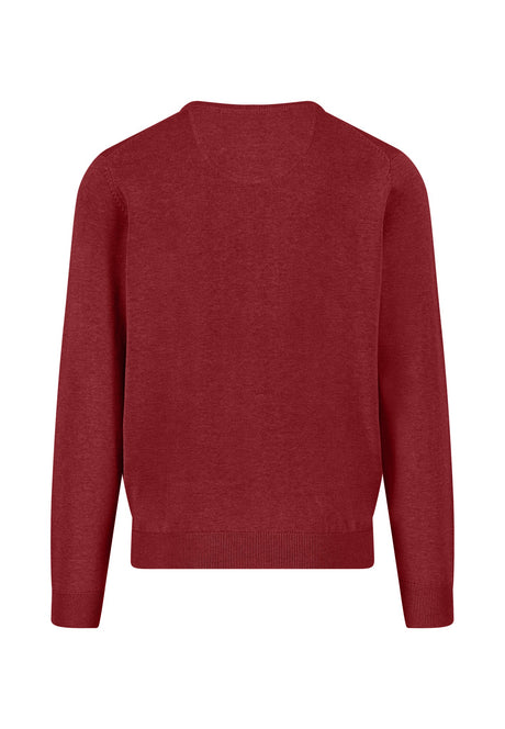 FYNCH HATTON Crew Neck Sweater - Men's Fine Knit – Garnet Red