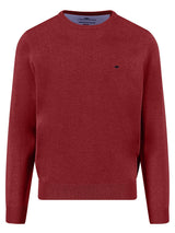 FYNCH HATTON Crew Neck Sweater - Men's Fine Knit – Garnet Red