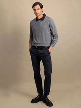 FYNCH HATTON Crew Neck Sweater - Men's Fine Knit – Steel