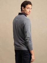 FYNCH HATTON Crew Neck Sweater - Men's Fine Knit – Steel