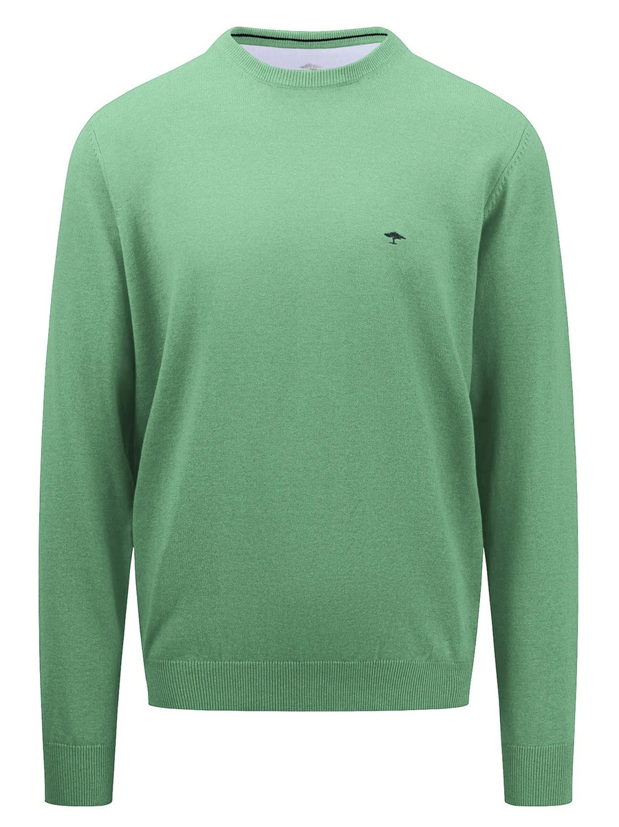 FYNCH HATTON Crew Neck Sweater Men's Fine Knit – Turf Green S Chest 38
