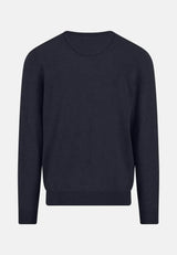 FYNCH HATTON Crew Neck Sweater - Men's Merino Wool Cashmere – Navy