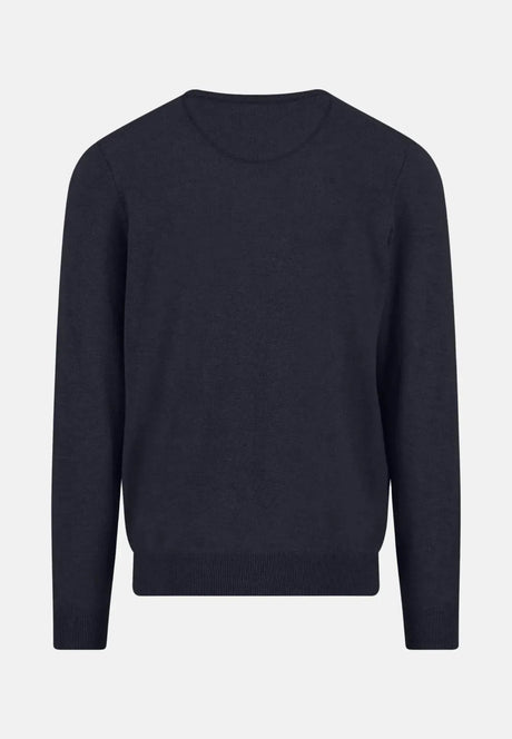 FYNCH HATTON Crew Neck Sweater - Men's Merino Wool Cashmere – Navy