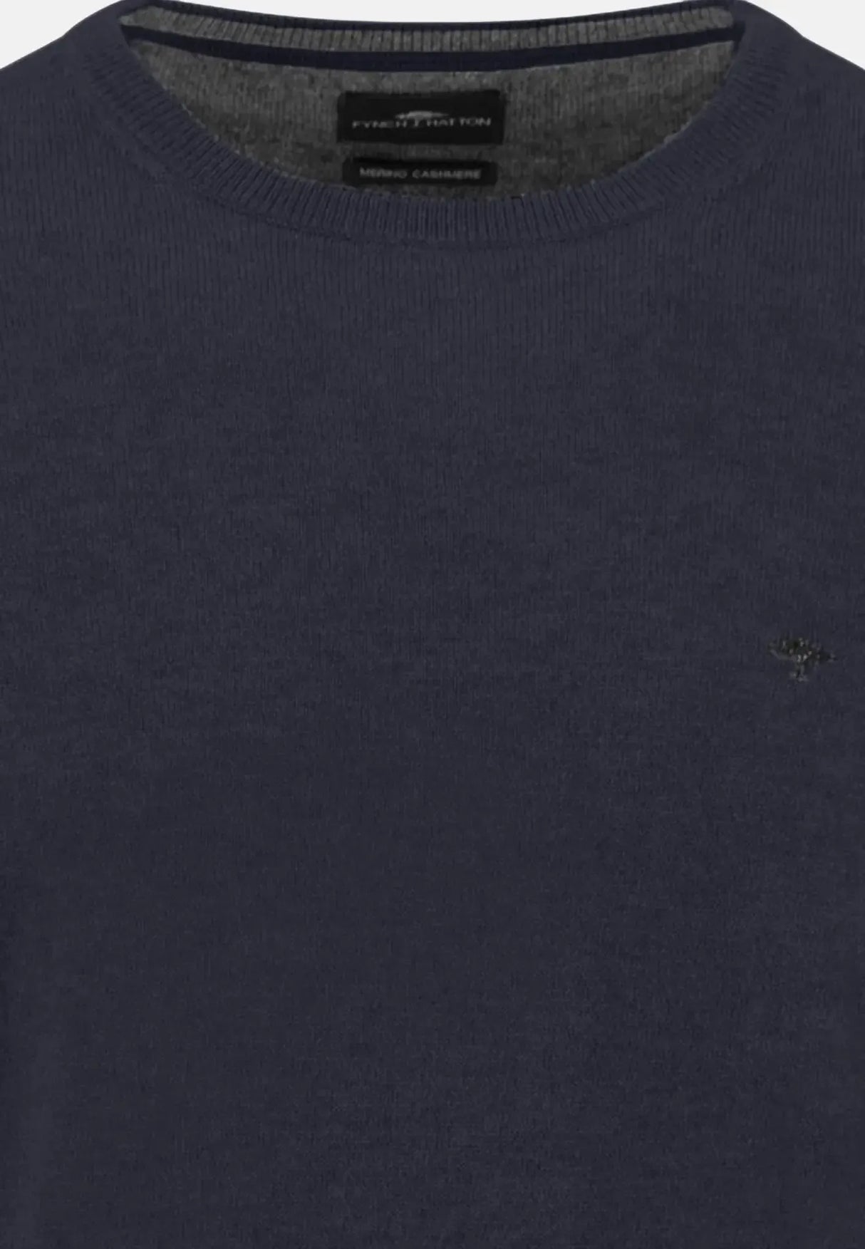 FYNCH HATTON Crew Neck Sweater - Men's Merino Wool Cashmere – Navy