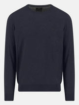 FYNCH HATTON Crew Neck Sweater - Men's Merino Wool Cashmere – Navy