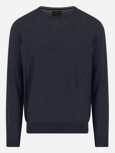 FYNCH HATTON Crew Neck Sweater - Men's Merino Wool Cashmere – Navy
