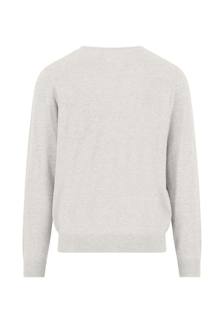 FYNCH HATTON Crew Neck Sweater - Men's Merino Wool Cashmere – Winter White