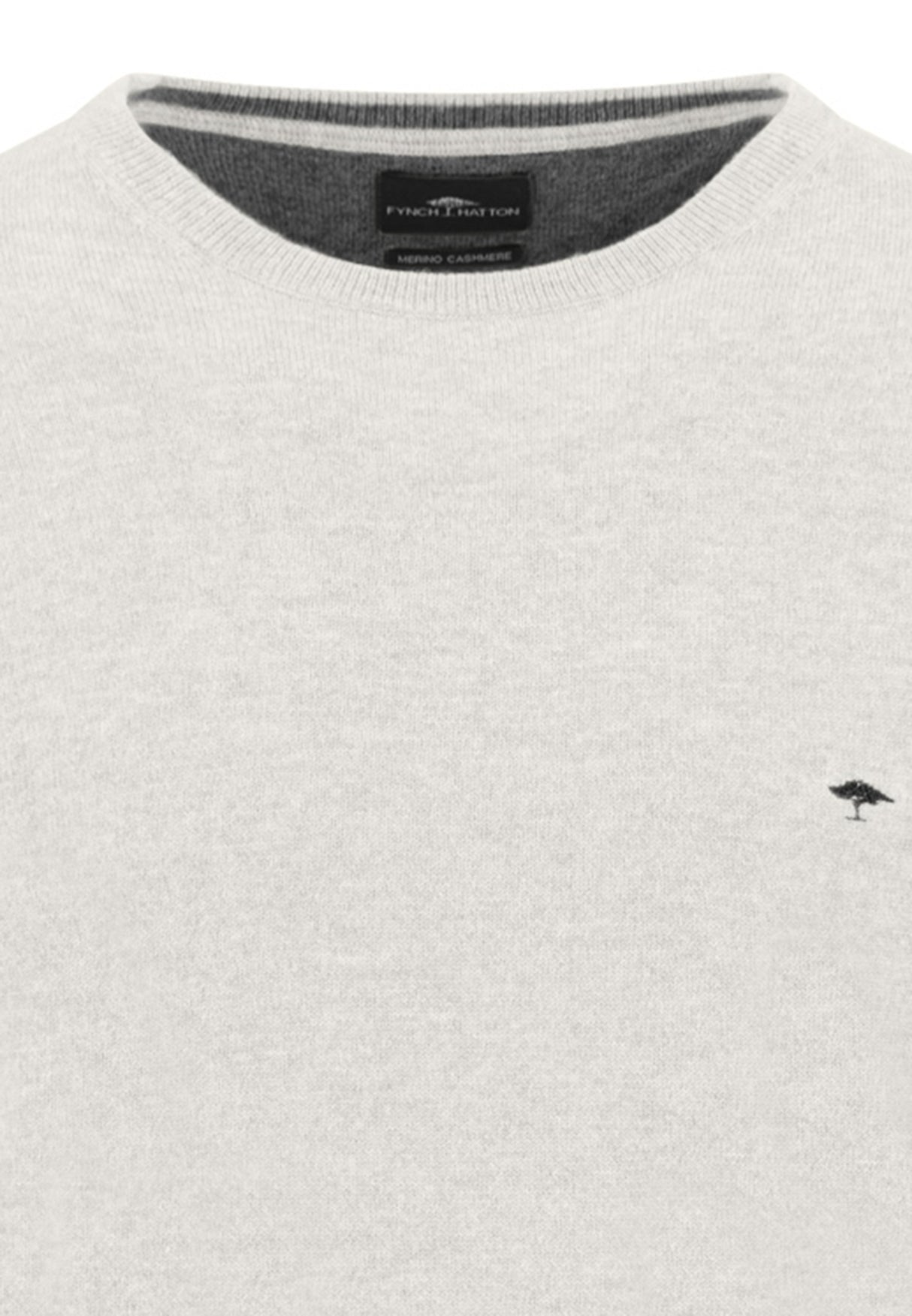 FYNCH HATTON Crew Neck Sweater - Men's Merino Wool Cashmere – Winter White