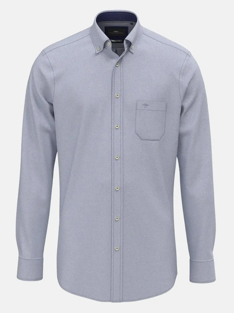 FYNCH HATTON Essential Cotton Flannel Shirt – Men's Button-Down – Crystal Blue