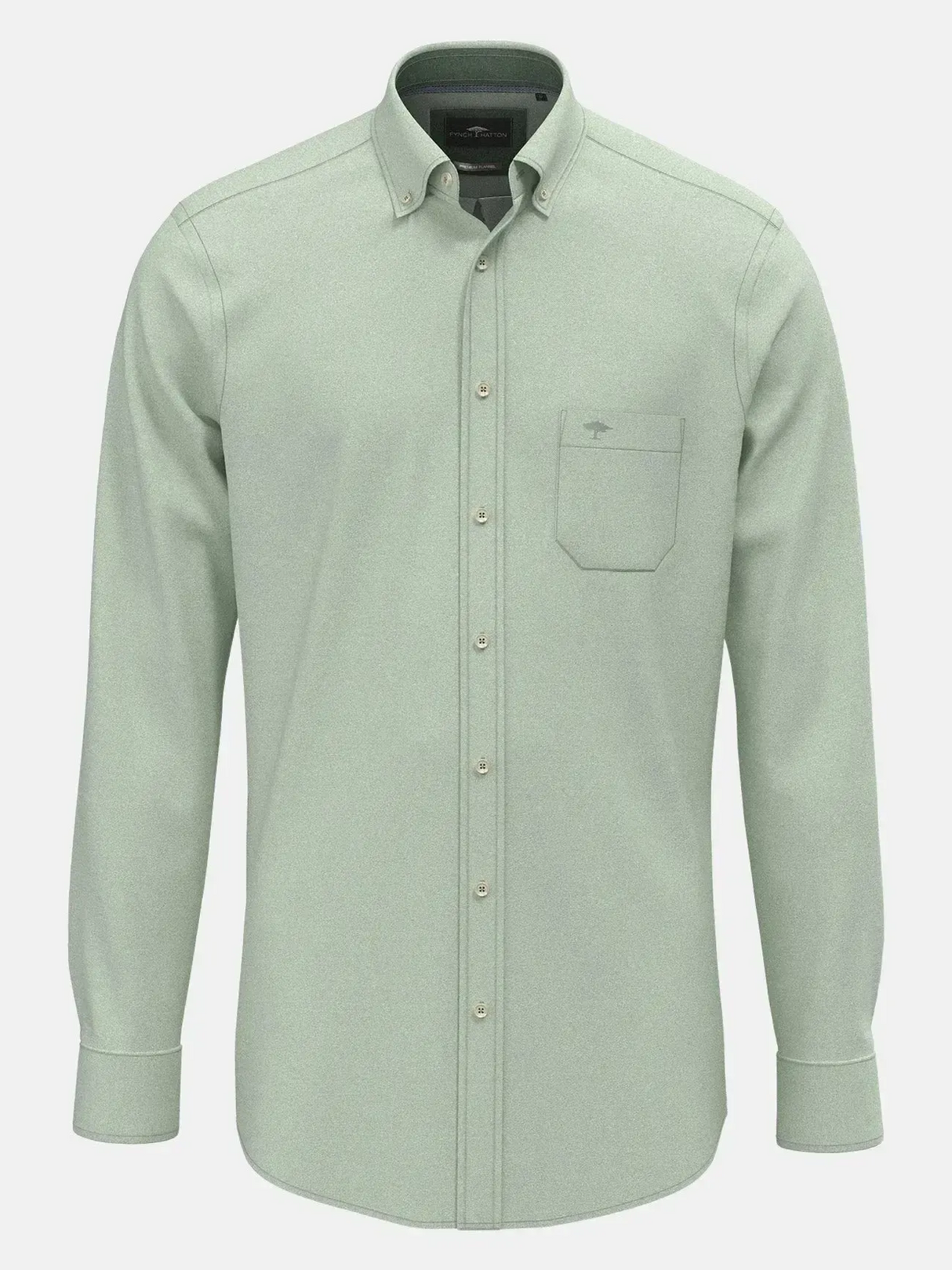 FYNCH HATTON Essential Cotton Flannel Shirt – Men's Button-Down – Dark Ivy