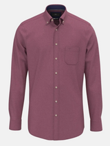 FYNCH HATTON Essential Cotton Flannel Shirt – Men's Button-Down – Deep Merlot