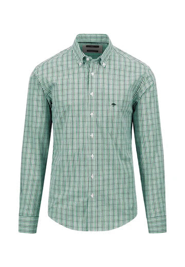 40% OFF - FYNCH HATTON Essential Cotton Flannel Shirt – Men's Button-Down – Grass Green Gingham Check - Sizes: SMALL & MEDIUM