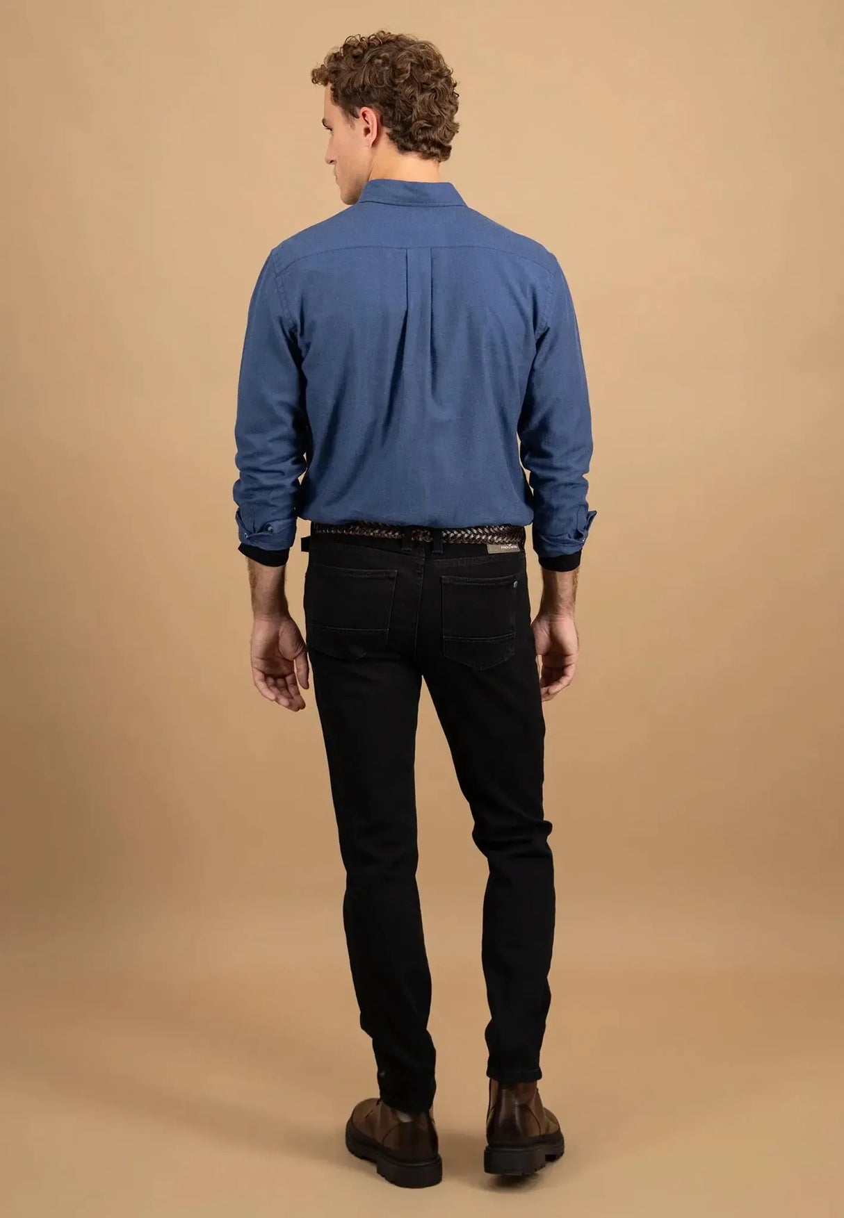 FYNCH HATTON Essential Cotton Flannel Shirt – Men's Button-Down – Navy