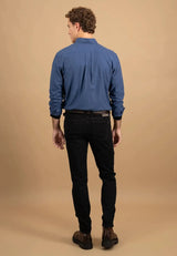 FYNCH HATTON Essential Cotton Flannel Shirt – Men's Button-Down – Navy