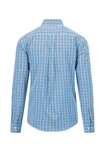 40% OFF - FYNCH HATTON Essential Cotton Flannel Shirt – Men's Button-Down – Vibrant Blue Gingham Check - Size: MEDIUM