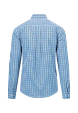 40% OFF - FYNCH HATTON Essential Cotton Flannel Shirt – Men's Button-Down – Vibrant Blue Gingham Check - Size: MEDIUM