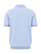 FYNCH HATTON Fine Gauge Knitted Polo Shirt - Men's Merino Wool – Air Blue - view 5