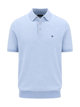 FYNCH HATTON Fine Gauge Knitted Polo Shirt - Men's Merino Wool – Air Blue