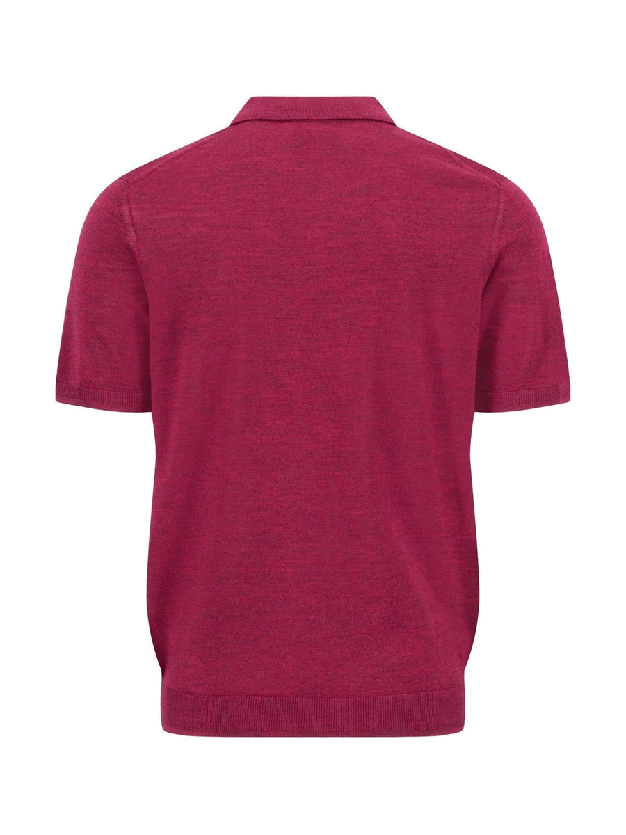 FYNCH HATTON Fine Gauge Knitted Polo Shirt - Men's Merino Wool – Grape - view 5