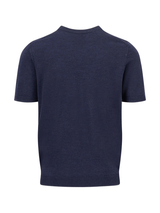 FYNCH HATTON Fine Gauge Knitted T-Shirt - Men's Merino Wool – Navy - view 5
