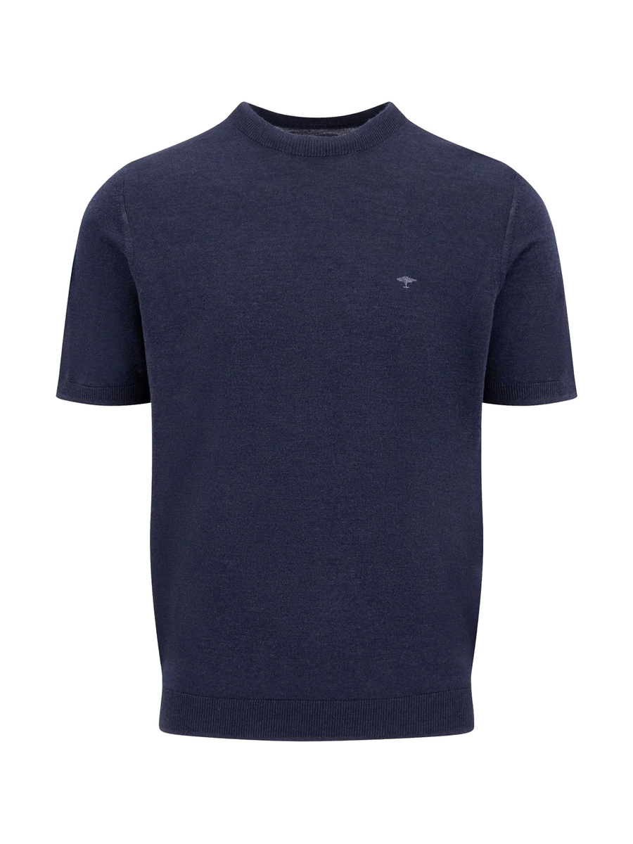 FYNCH HATTON Fine Gauge Knitted T-Shirt - Men's Merino Wool – Navy