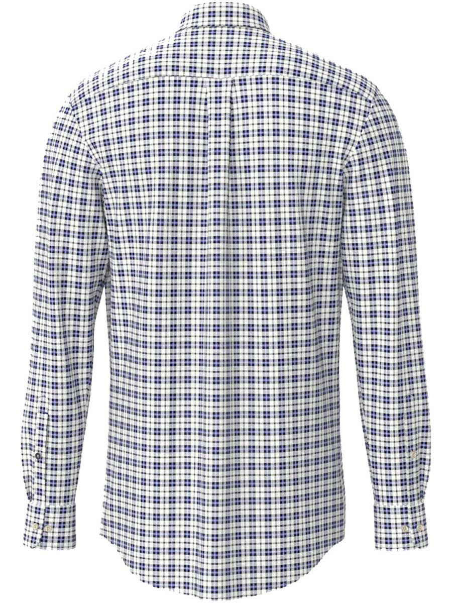 FYNCH HATTON Heritage Oxford Shirt - Men's Soft Cotton - Cobalt Check