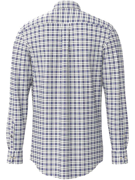FYNCH HATTON Heritage Oxford Shirt - Men's Soft Cotton - Cobalt Check