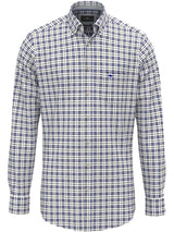 FYNCH HATTON Heritage Oxford Shirt - Men's Soft Cotton - Cobalt Check