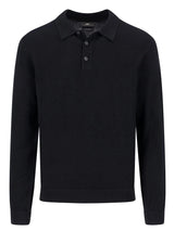 FYNCH HATTON Knitted Merino Polo Shirt - Men's Modern Fit – Black