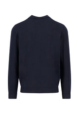 FYNCH HATTON Long Sleeve Polo Shirt - Men's Knitted Merino  – Navy