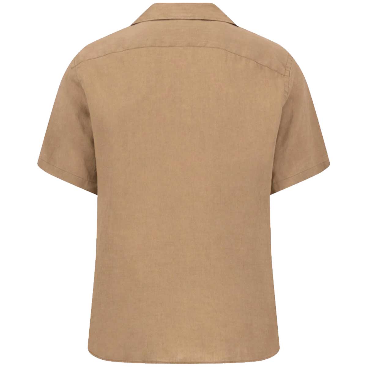 FYNCH HATTON Lapel Collared Short-Sleeve Shirt - Mens Pure Linen - Elephant Grey