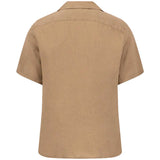 FYNCH HATTON Lapel Collared Short-Sleeve Shirt - Mens Pure Linen - Elephant Grey