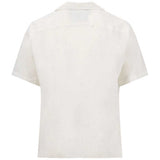 FYNCH HATTON Lapel Collared Short-Sleeve Shirt - Mens Pure Linen - White