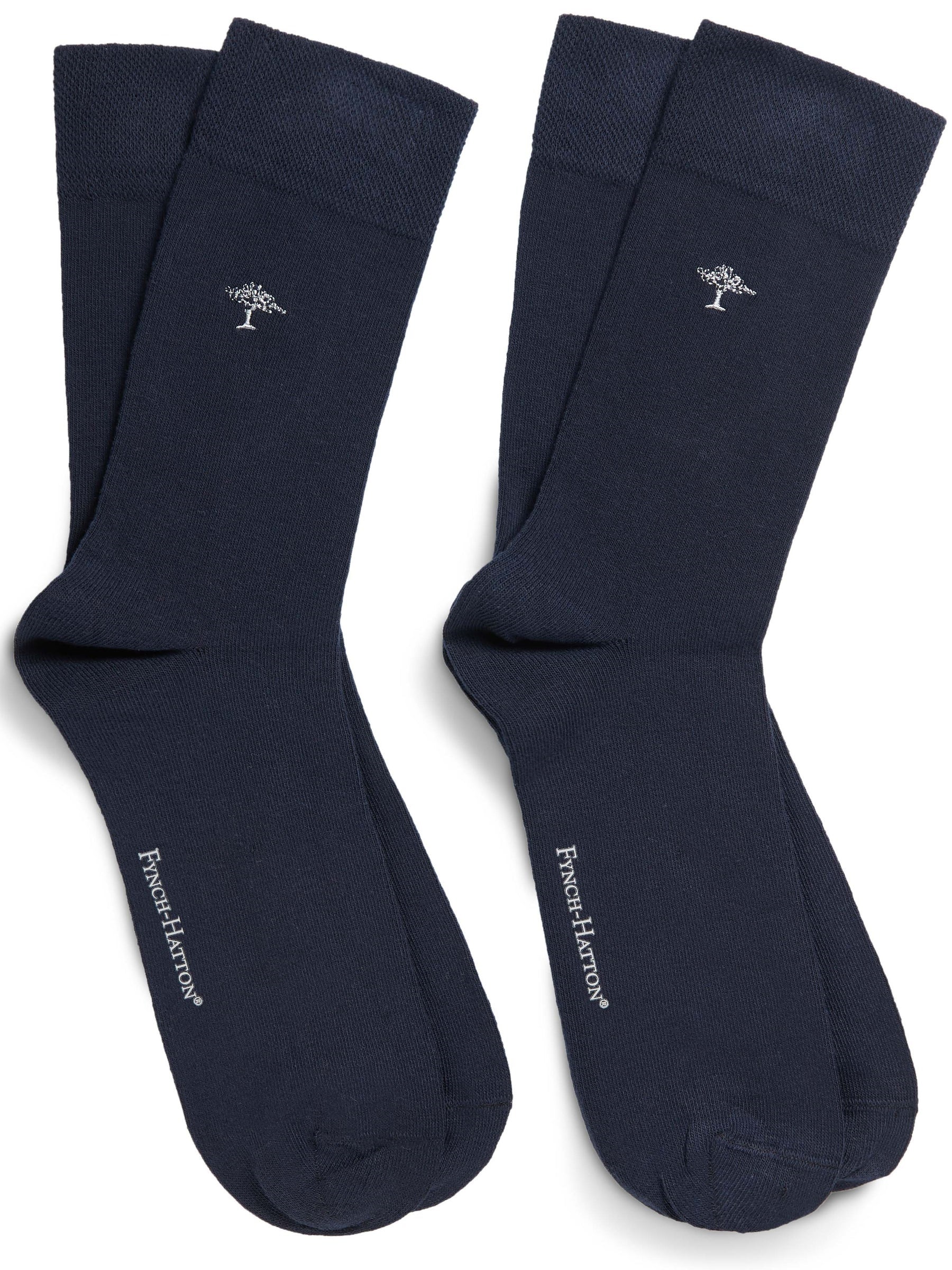 FYNCH HATTON Logo Socks - Men's Double Pack – Navy