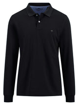 FYNCH HATTON Long Sleeve Polo Shirt - Men's Soft Cotton – Black