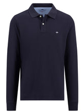 Load image into Gallery viewer, FYNCH HATTON Long Sleeve Polo Shirt - Men&#39;s Soft Cotton – Navy
