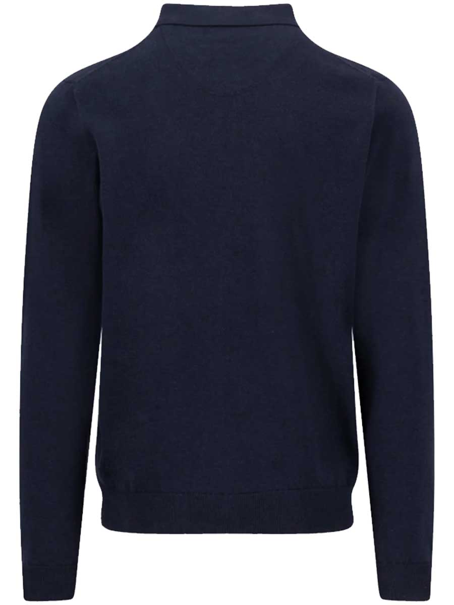 FYNCH HATTON Long Sleeve Polo Shirt - Men's Superfine Cotton – Navy
