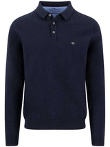 FYNCH HATTON Long Sleeve Polo Shirt - Men's Superfine Cotton – Navy