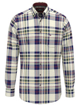 FYNCH-HATTON Multi Check Cotton Shirt – Men’s Button-Down – Deep Merlot